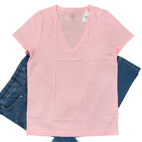 NWT J. Crew Fresh Bouquet Pink Vintage Slub Cotton V-Neck Tee - SIZE XL - Picture 2 of 10